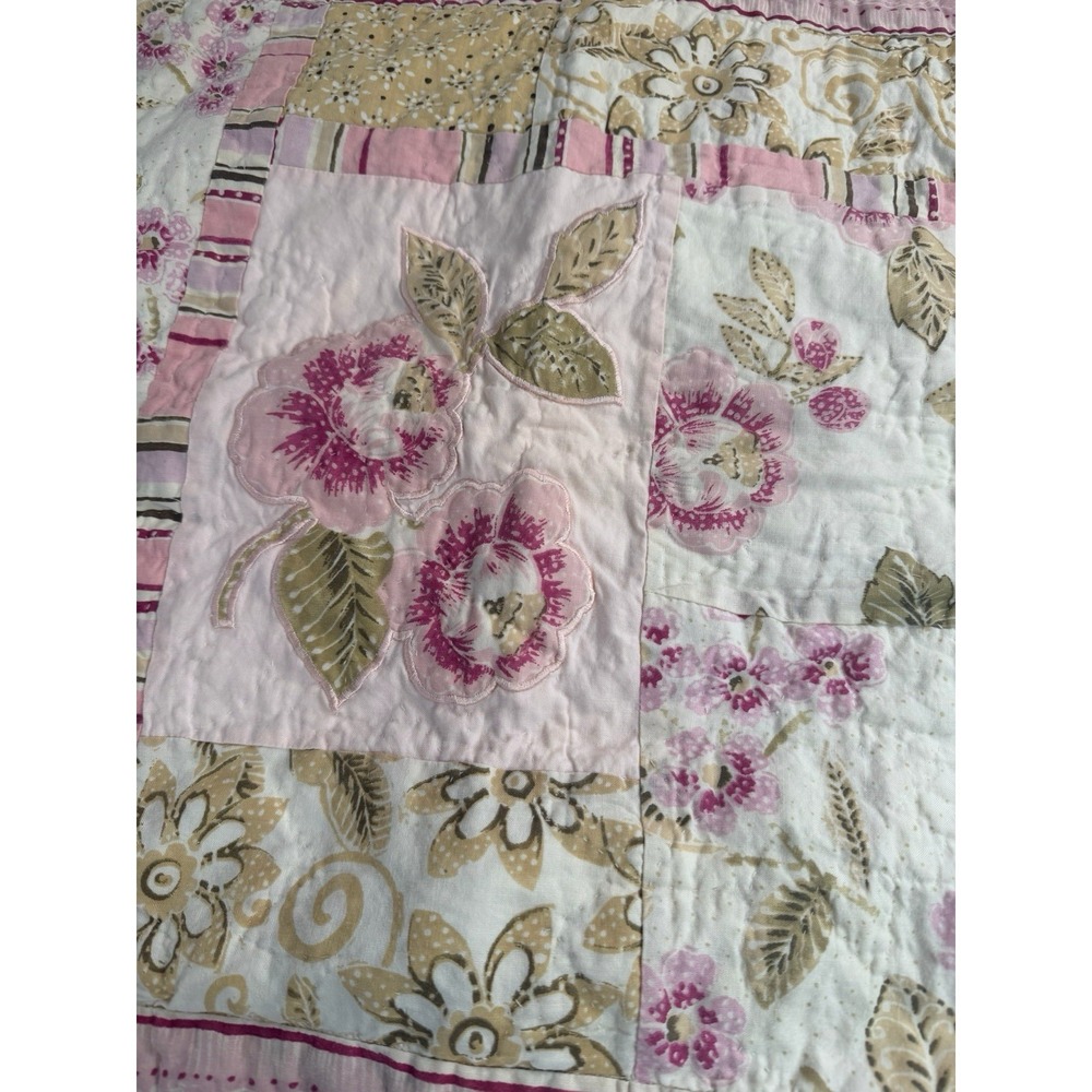 Liz Claiborne Patchwork Sham (1) Pink Roses Quilted Cottagecore Farmhouse Std - Picture 5 of 13